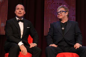 Elton John and David Furnish at an event for The 82nd Annual Academy Awards (2010)