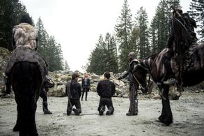 Henry Ian Cusick, Eliza Taylor, and Bob Morley in The 100 (2014)