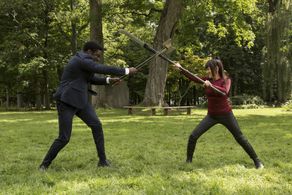 Clé Bennett and Kiki Sukezane in Heroes Reborn (2015)