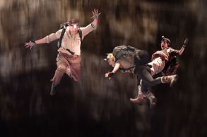 Brendan Fraser, Josh Hutcherson, and Aníta Briem in Journey to the Center of the Earth (2008)