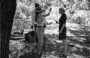 Behind the scenes with Sarah Carter, Nyambi Nyambi and Erin Hammond in ‘His Wake’