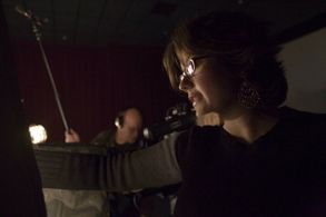 Klaudia Kovacs on the set of Torn from the Flag.