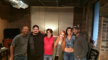 Todd Bridges, Brad Leo Lyon, Mackenzie, Laura Elise Barrett, Melissa Cordero, & Oto Gomes on the set of Roommates on Elm