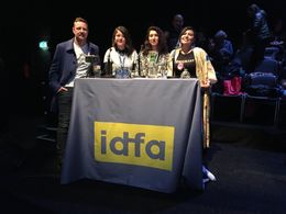 Filmmaker Dan Fallshaw, Immersive Media Artist Camila Claros, Illustrator Olivia Barron and Director Violeta Ayala at th