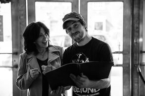 Debbie Rochon and Brett Mullen on the set of Fantasma.