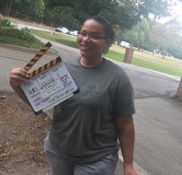 On set of Murder by the Slice (2019)