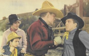 Ted Adams, Muriel Evans, Buck Jones, and Dickie Jones in Smoke Tree Range (1937)