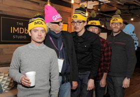 Elijah Wood, Michael St. Michaels, Daniel Noah, Jim Hosking, and Josh C. Waller at an event for The IMDb Studio at Sunda