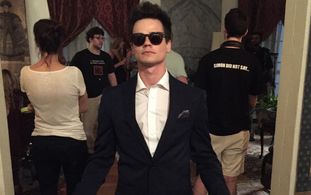 on the set of 'Pledge' playing Maxwell Peterson III