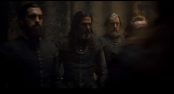 Kal Sabir as The Laird of Ramorny (centre) in 'Mary Queen of Scots'