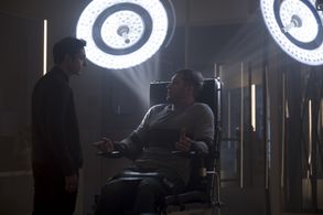 Tom Hardy and Riz Ahmed in Venom (2018)