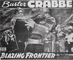 Jimmy Aubrey, Buster Crabbe, Frank Hagney, Marjorie Manners, Kermit Maynard, and Al St. John in Blazing Frontier (1943)