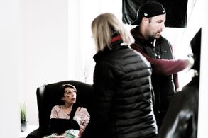 Vanessa Burns on the set of Acting Up with Chris Ross and Marc Forand