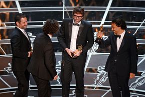 Armando Bo and Alexander Dinelaris at an event for The Oscars (2015)