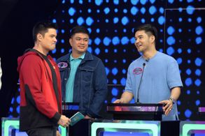 Dingdong Dantes, Mon Pestana, and JE Sison in Family Feud Philippines (2022)