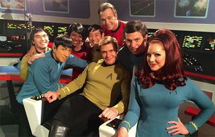 Chuck Huber, Grant Imahara, Vic Mignogna, Christopher Doohan, Michele Specht, Todd Haberkorn, Kim Stinger, and Wyatt Len