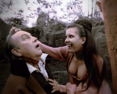 Madeleine Collinson and Dennis Price in Twins of Evil (1971)