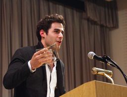 Ben Cura accepts the Honorable Mention award for Best Nordic Narrative Feature for Creditors during the award ceremony h