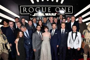 Simon Emanuel, Kathleen Kennedy, Michael Giacchino, Alan F. Horn, Felicity Jones, John Knoll, Diego Luna, Ben Mendelsohn