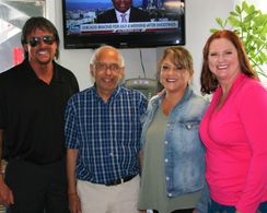 On location, filming The Text