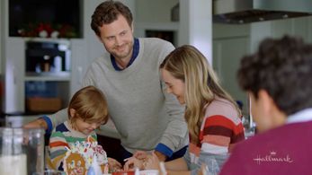 Callum Vinson, Nicholas Delany, Paige Herschell, and Eric Freeman in Next Stop, Christmas (2021)