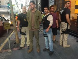 On set as Agent Hector