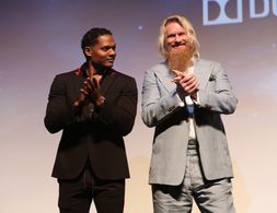 Rune Temte and Algenis Perez Soto at an event for Captain Marvel (2019)