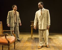 Peter Tedeschi (Left) as Mack Jeffris, a boxing manager in Walk Hard, who's not sure how to help the boxer battle racism