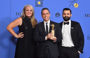 Darla K. Anderson, Lee Unkrich, and Adrian Molina at an event for 75th Golden Globe Awards (2018)