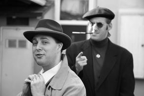 JORDAN BYRNE and Taliesin Jaffe at a 