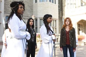 Lisa Berry, Emeraude Toubia, Katherine McNamara, and Farah Merani in Shadowhunters (2016)