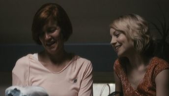 Actress Anna Moore filming 'Fighting Fish' from Director Annette Apitz opposite Haviland Morris.