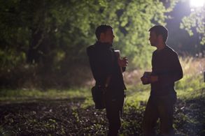 Abner with Andrew Simpson shooting ROAD GAMES on location.