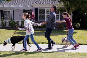 Still of Ruby Jay, Walton Goggins and Makenzie Miss in The Unicorn and Widow’s Group