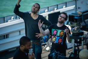 Director Bálint Szimler and cinematographer Marcell Rév on the set of Balaton Method