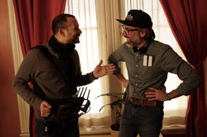 Tito Ortiz and Lino DiSalvo on the set of Playmobil: The Movie