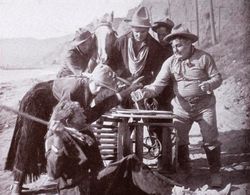 John E. Brennan, Vincente Howard, Marshall Neilan, and Ruth Roland in The Horse That Wouldn't Stay Hitched (1913)