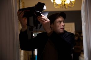 Director Dominic Higgins on set of the Shamrock Spitfire.