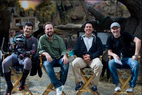 Andy Serkis, Rupert Wyatt, and Dylan Clark in Rise of the Planet of the Apes (2011)