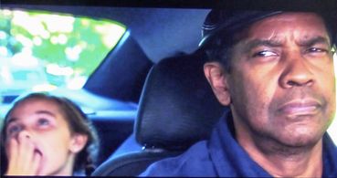 On set with Denzel Washington