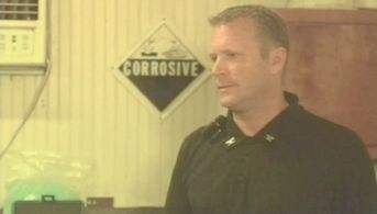 Tony Senzamici as Commander Sikes on the set of Mutants