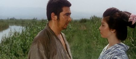 Shintarô Katsu and Eiko Takashiro in Zatoichi and the Doomed Man (1965)