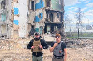 Christopher Loverro conducting Humanitarian Operations in Bucha, Ukraine. April 2022