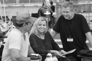 Katrin Benedikt, Sylvester Stallone and Creighton Rothenberger on The Expendables 3 set - Varna, Bulgaria (2013)