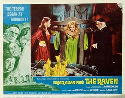 Peter Lorre, Boris Karloff, Vincent Price, Hazel Court, and Olive Sturgess in The Raven (1963)