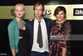 Janet Varney, Nate Mooney and Deborah Baker Jr. attend AMC Networks 69th Primetime Emmy Awards after-party celebration a