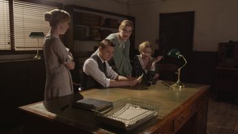 Still of James G. Nunn, Susanna Jennings,Perdita Avery and Mia Austen from LONDON WALL (2015)