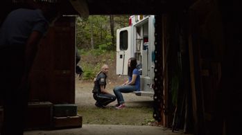 Katie McGrath and Jessica Sipos in Slasher (2016)