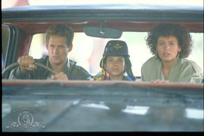 Michael Dudikoff, Michelle Botes, and Jonathan Pienaar in American Ninja 2: The Confrontation (1987)