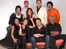 Sharman Joshi, Sohail Khan, Isha Koppikar, Sharat Saxena, Dalip Tahil, Amrita Arora, and Gul Panag in Hello (2008)